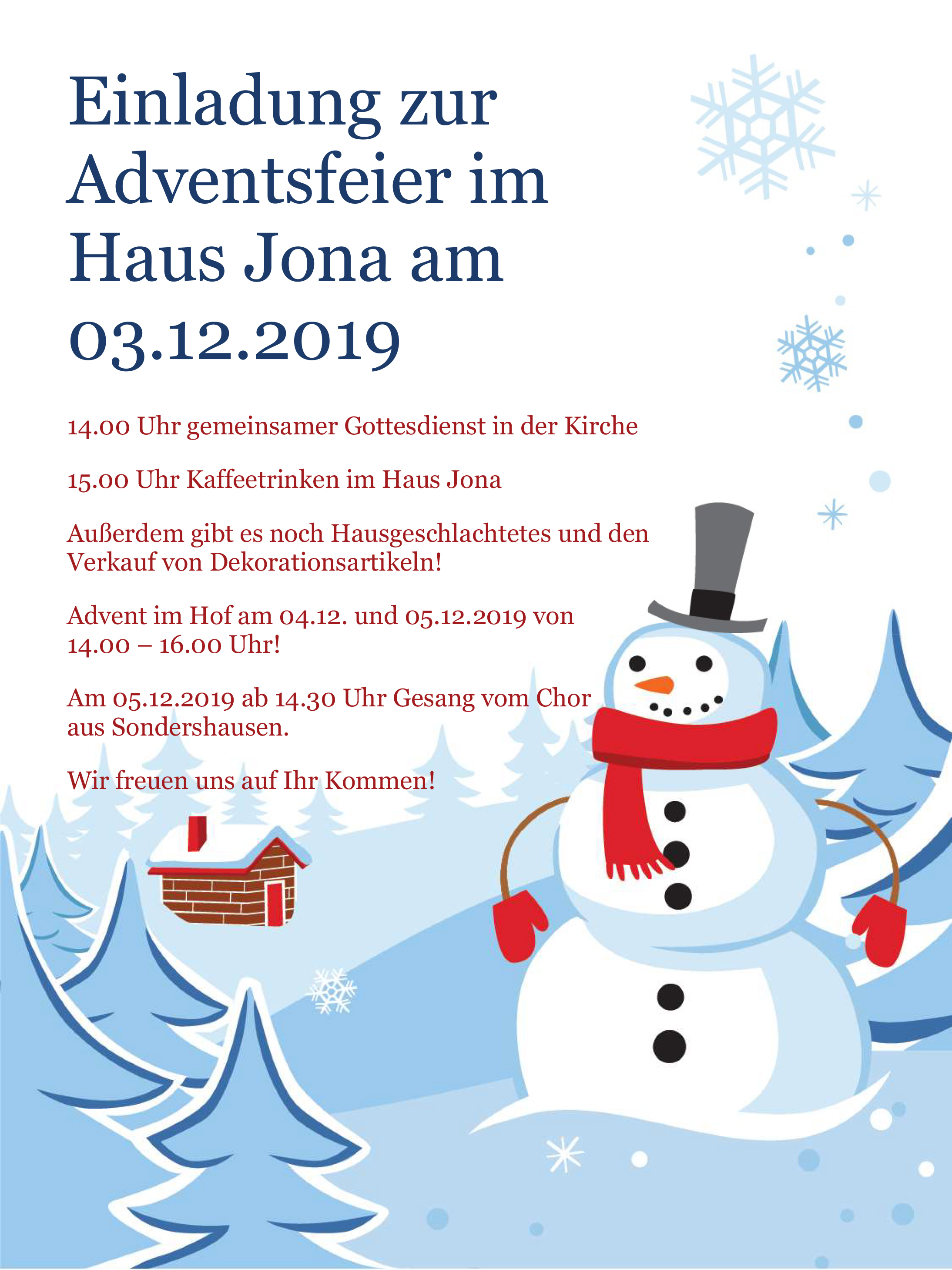 Einladung Adventsfeier 2019